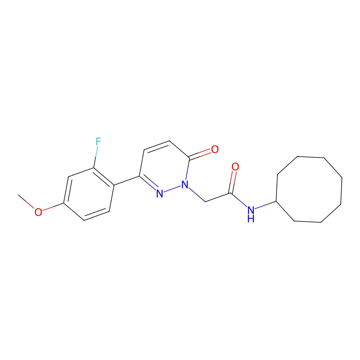 N-cyclooctyl-2-[3-(2-fluoro-4-methoxyphenyl)-6-oxopyridazin-1(6H)-yl]acetamide molecular structure, CAS 1232796-10-9