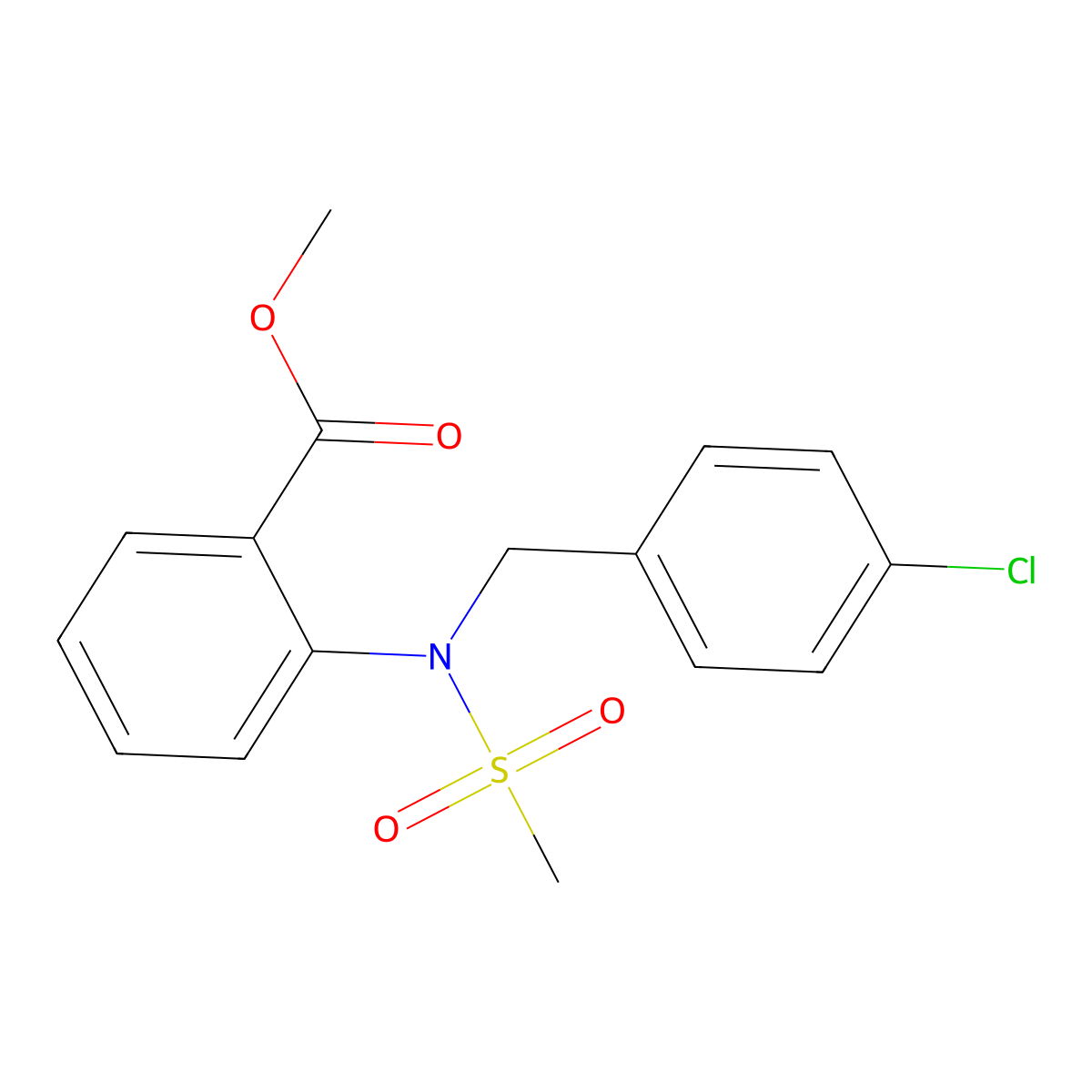 Methyl 2-[(4-chlorobenzyl)(methylsulfonyl)amino]benzoate molecular structure, CAS 1232796-22-3