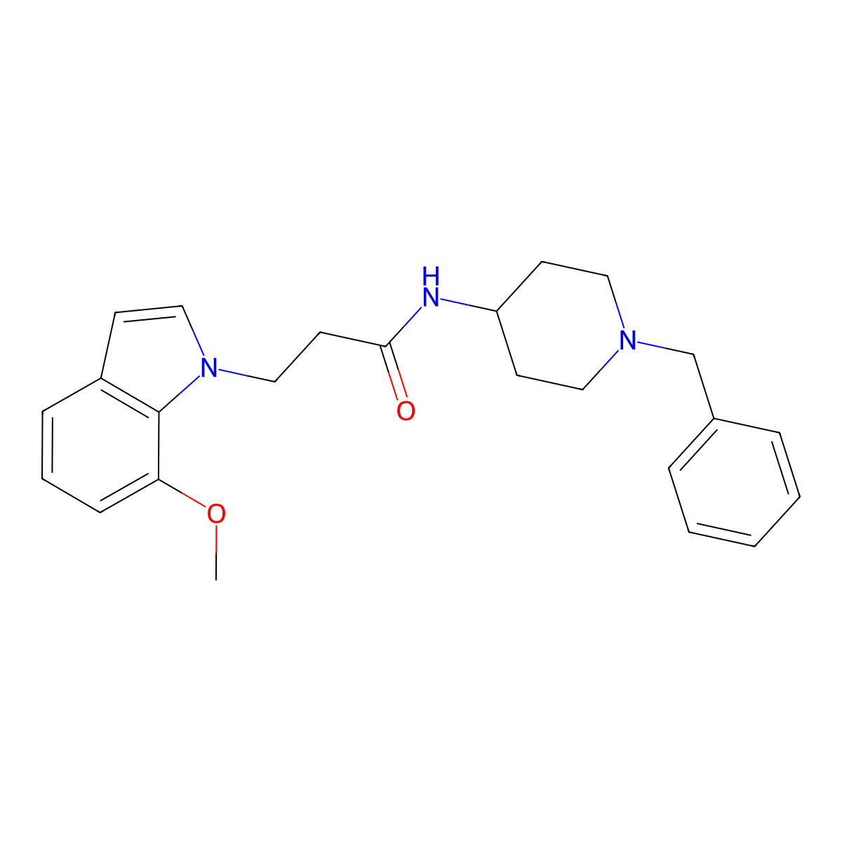 N-(1-benzylpiperidin-4-yl)-3-(7-methoxy-1H-indol-1-yl)propanamide molecular structure, CAS 1232796-24-5