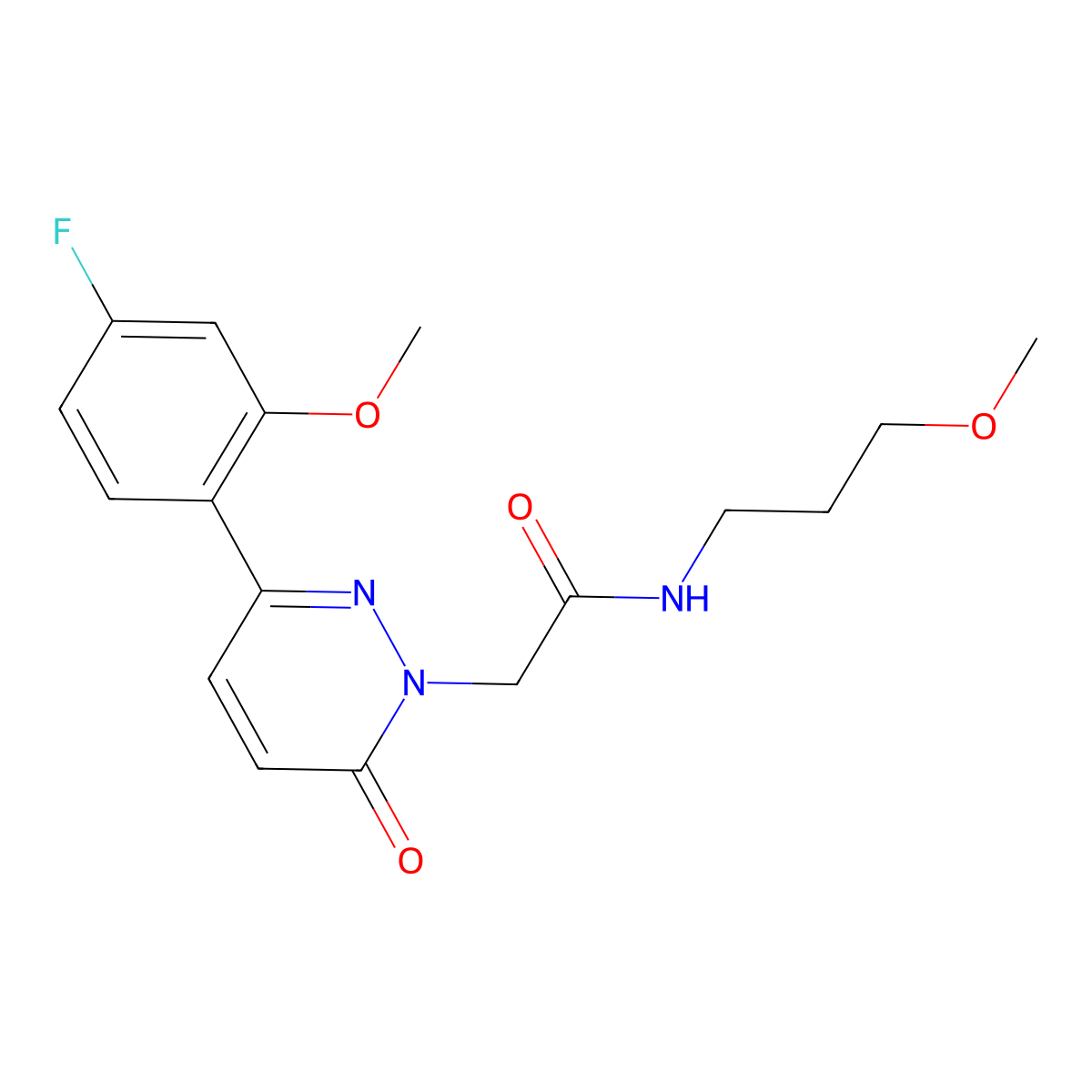 2-[3-(4-fluoro-2-methoxyphenyl)-6-oxopyridazin-1(6H)-yl]-N-(3-methoxypropyl)acetamide molecular structure, CAS 1232796-35-8