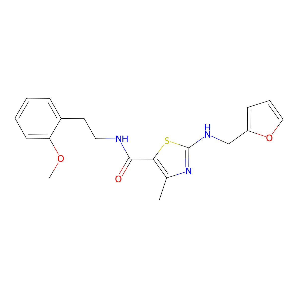 2-[(furan-2-ylmethyl)amino]-N-[2-(2-methoxyphenyl)ethyl]-4-methyl-1,3-thiazole-5-carboxamide molecular structure, CAS 1232796-62-1