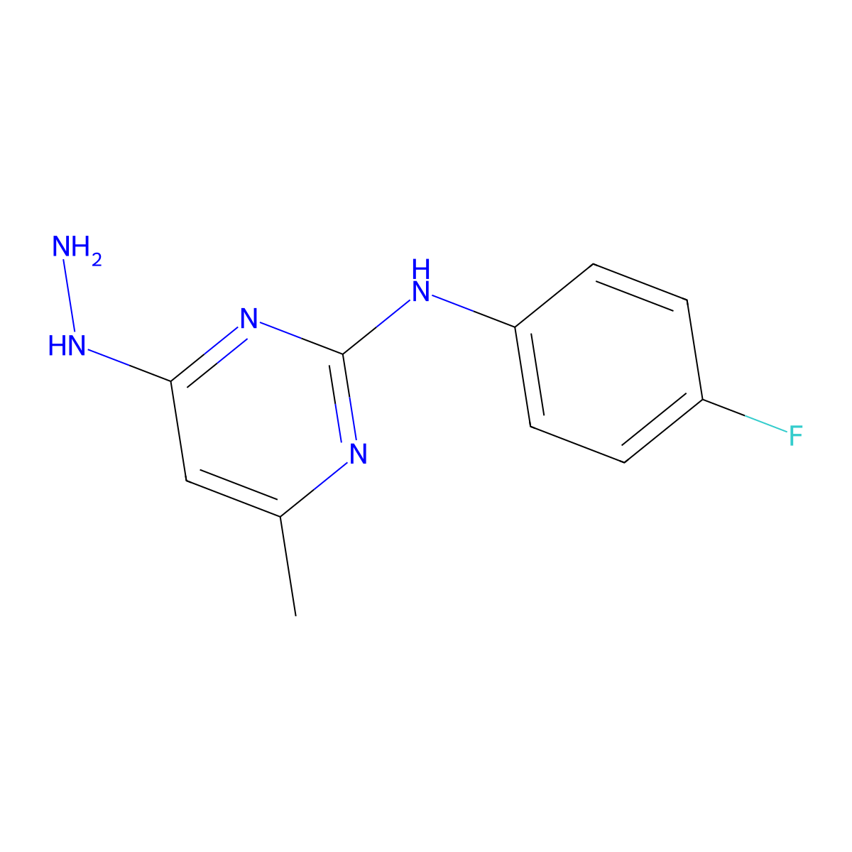 N-(4-fluorophenyl)-4-hydrazinyl-6-methylpyrimidin-2-amine molecular structure, CAS 1232796-63-2