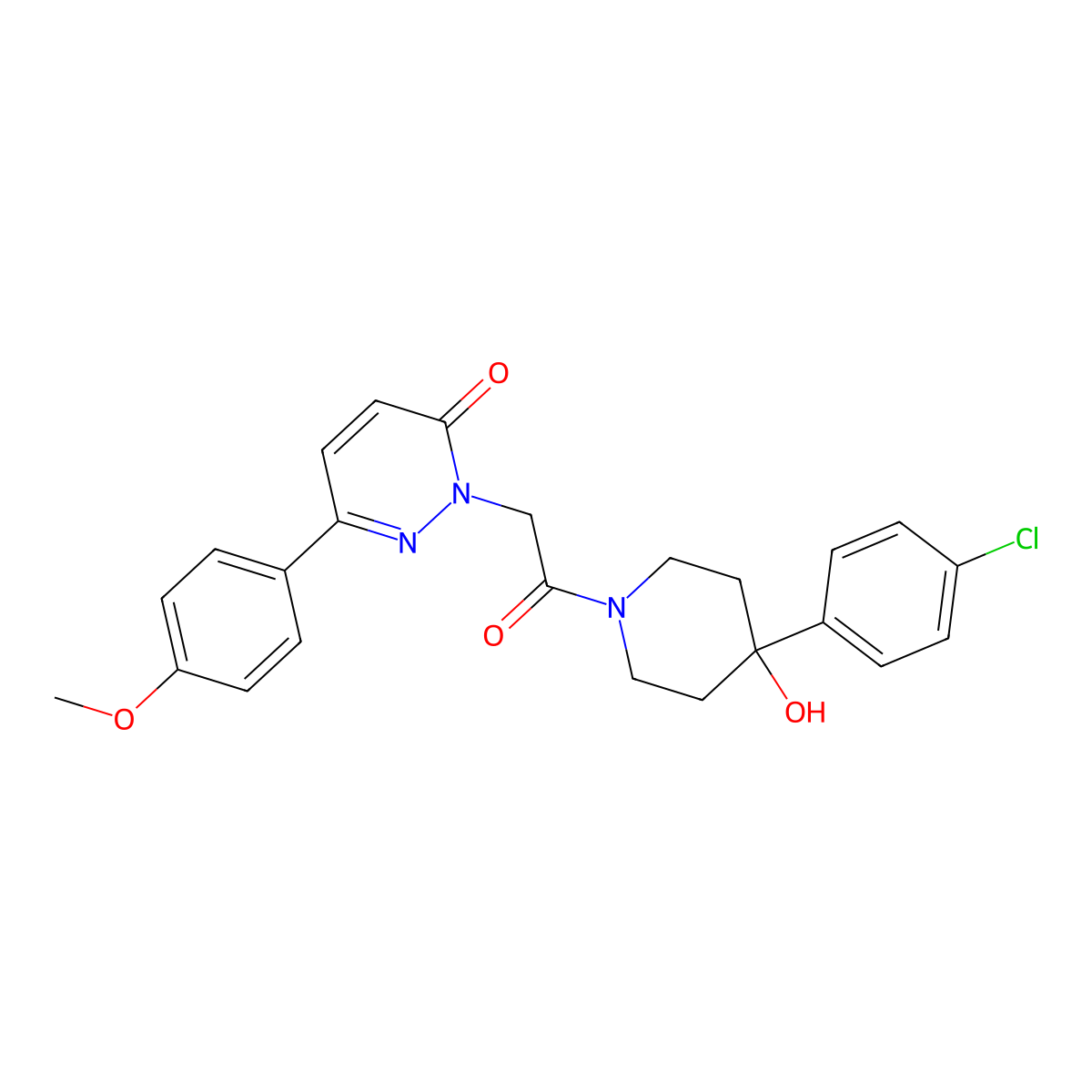 2-{2-[4-(4-chlorophenyl)-4-hydroxypiperidin-1-yl]-2-oxoethyl}-6-(4-methoxyphenyl)pyridazin-3(2H)-one molecular structure, CAS 1232796-82-5