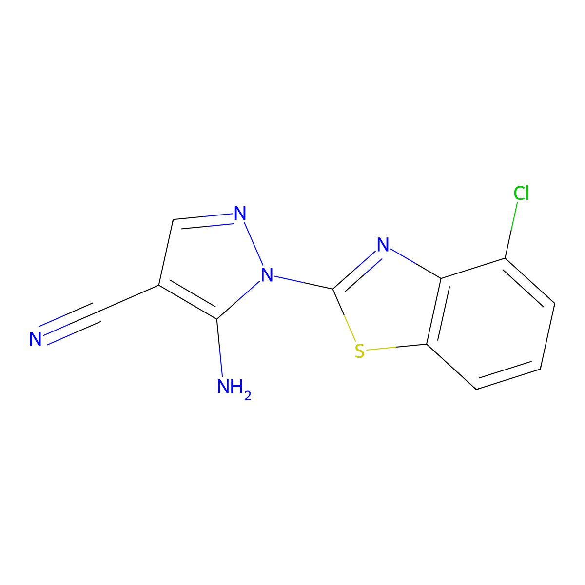 5-Amino-1-(4-chloro-1,3-benzothiazol-2-yl)pyrazole-4-carbonitrile molecular structure, CAS 1232796-93-8