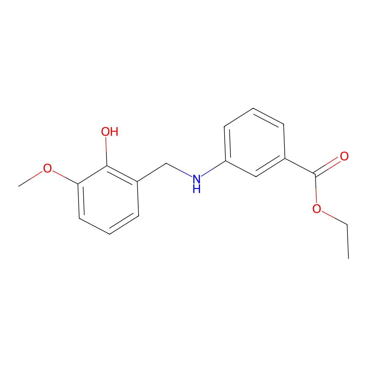 Ethyl 3-[(2-hydroxy-3-methoxybenzyl)amino]benzoate molecular structure, CAS 1232797-10-2