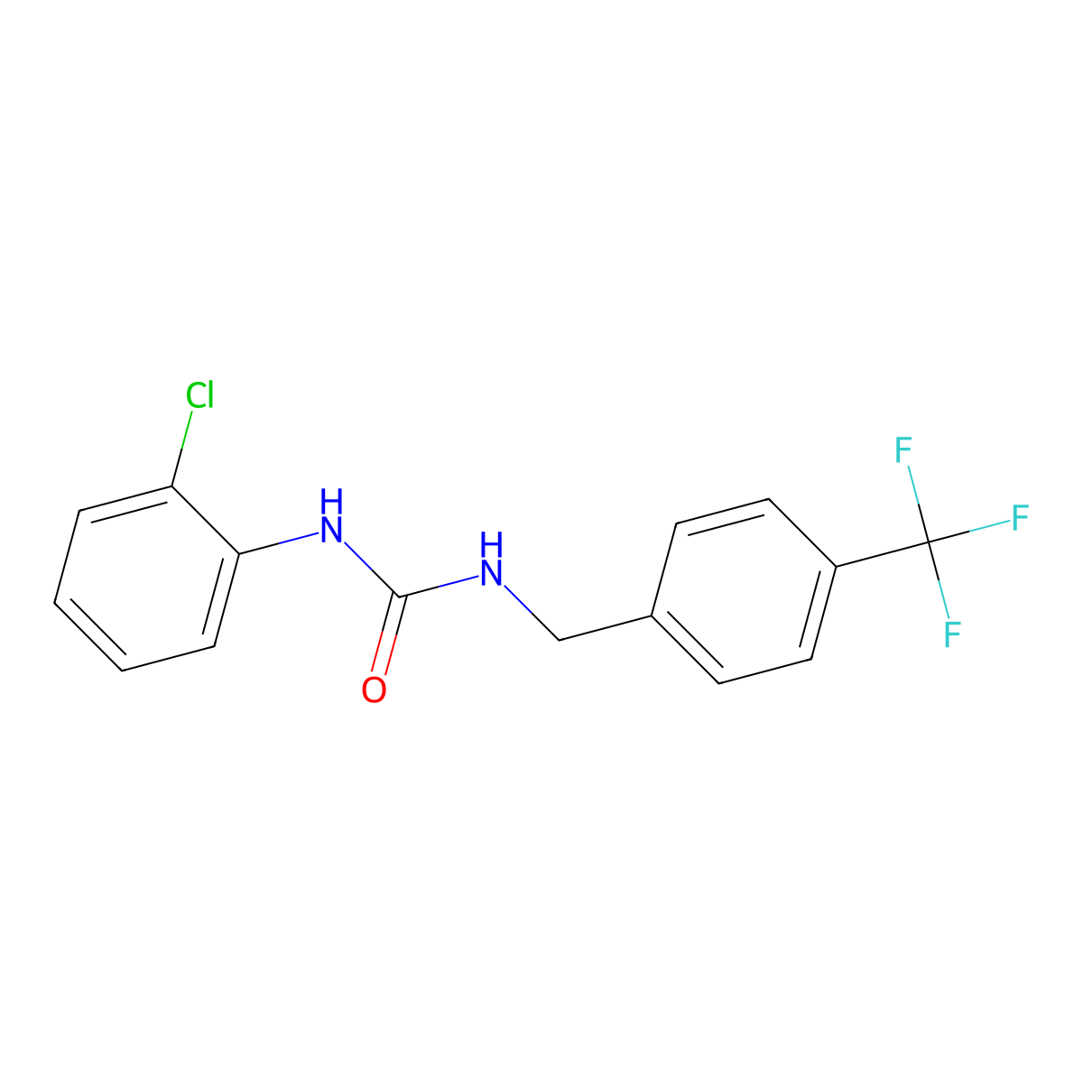 1-(2-Chlorophenyl)-3-[4-(trifluoromethyl)benzyl]urea molecular structure, CAS 1232797-28-2