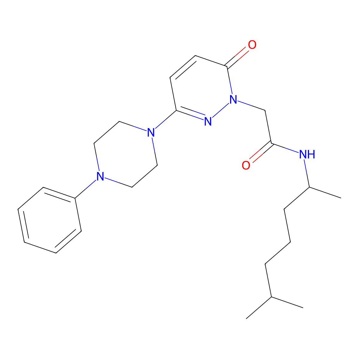 N-(6-methylheptan-2-yl)-2-[6-oxo-3-(4-phenylpiperazin-1-yl)pyridazin-1(6H)-yl]acetamide molecular structure, CAS 1232797-62-4