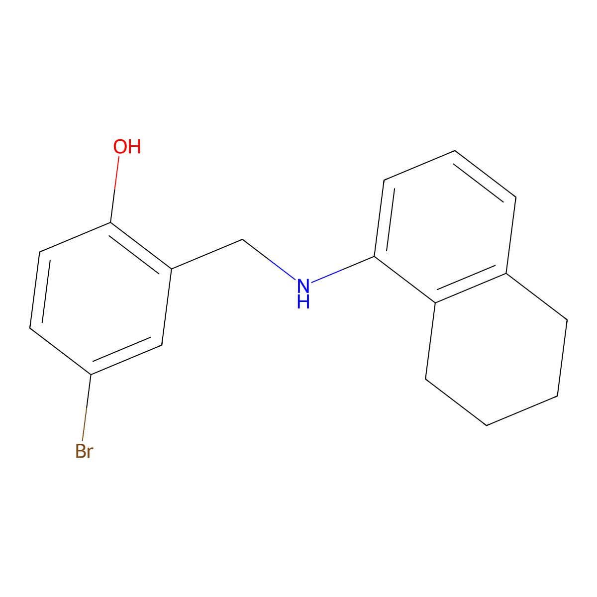 4-Bromo-2-[(5,6,7,8-tetrahydronaphthalen-1-ylamino)methyl]phenol molecular structure, CAS 1232797-68-0
