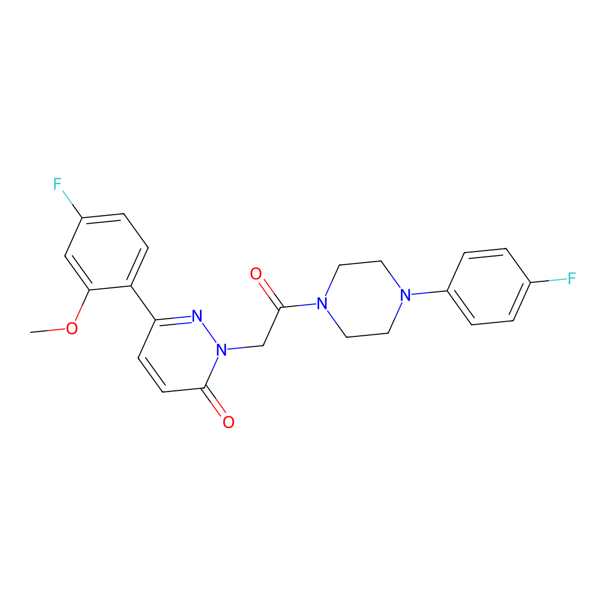 6-(4-fluoro-2-methoxyphenyl)-2-{2-[4-(4-fluorophenyl)piperazino]-2-oxoethyl}-3(2H)-pyridazinone molecular structure, CAS 1232797-69-1