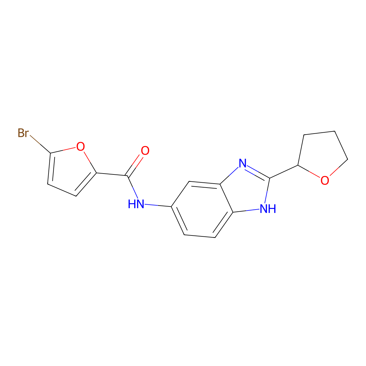 5-bromo-N-[2-(tetrahydrofuran-2-yl)-1H-benzimidazol-5-yl]furan-2-carboxamide molecular structure, CAS 1232797-71-5