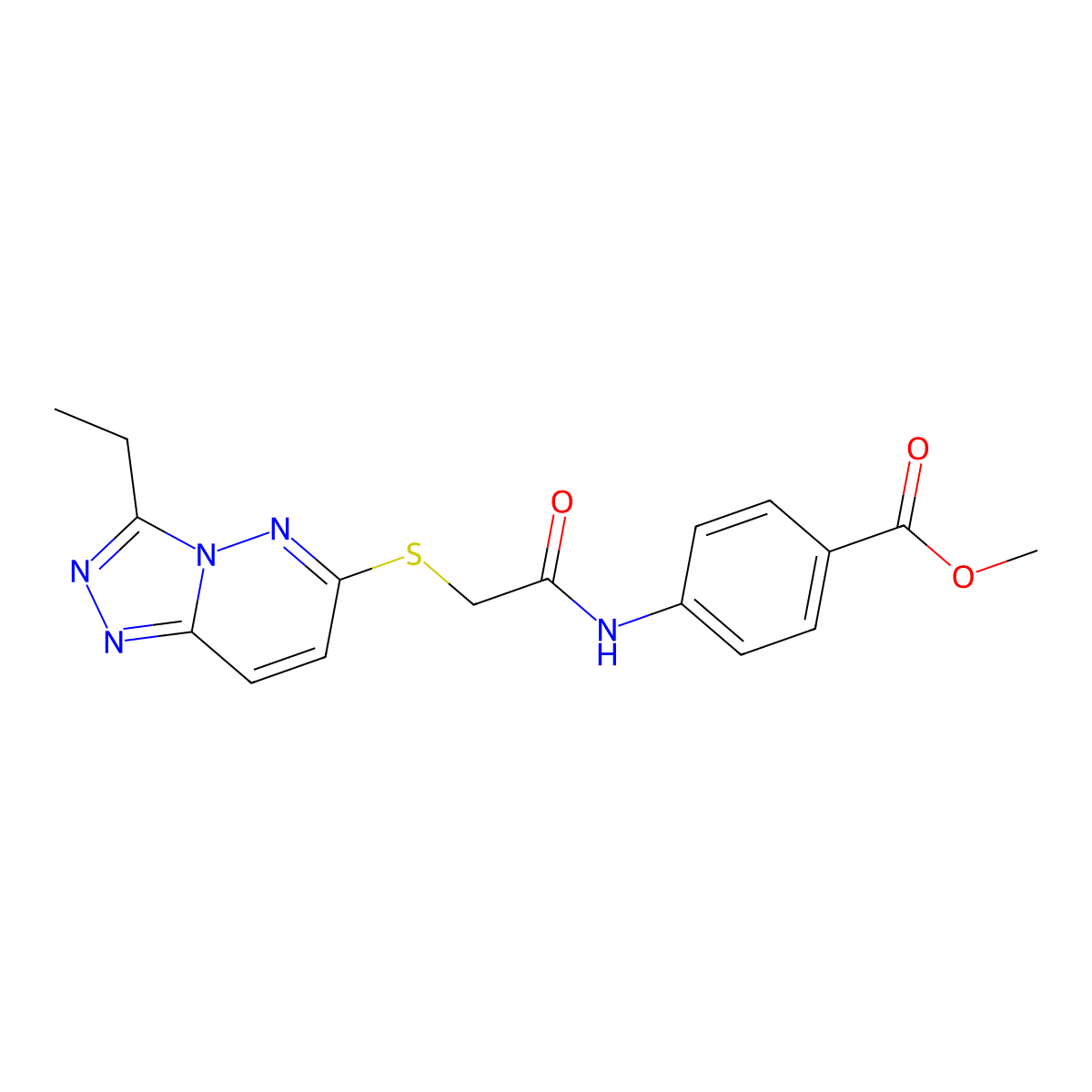 Methyl 4-({[(3-ethyl[1,2,4]triazolo[4,3-b]pyridazin-6-yl)sulfanyl]acetyl}amino)benzoate molecular structure, CAS 1232797-84-0