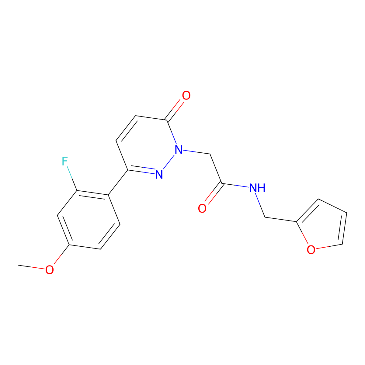 2-[3-(2-fluoro-4-methoxyphenyl)-6-oxo-1(6H)-pyridazinyl]-N~1~-(2-furylmethyl)acetamide molecular structure, CAS 1232798-20-7