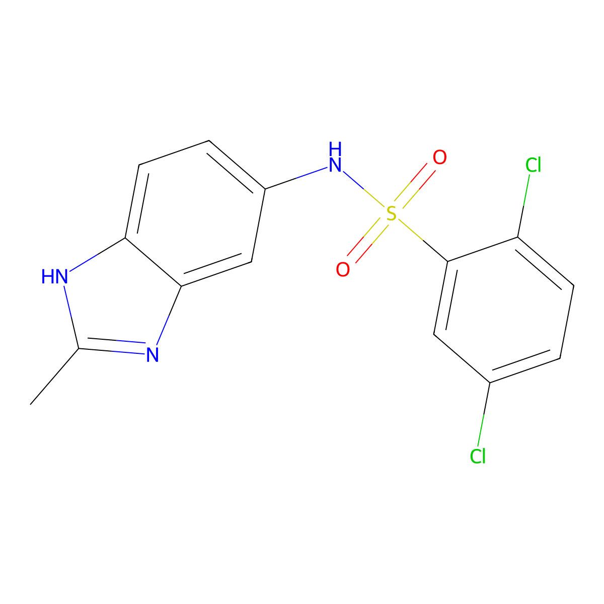 2,5-dichloro-N-(2-methyl-1H-benzimidazol-5-yl)benzenesulfonamide molecular structure, CAS 1232798-27-4