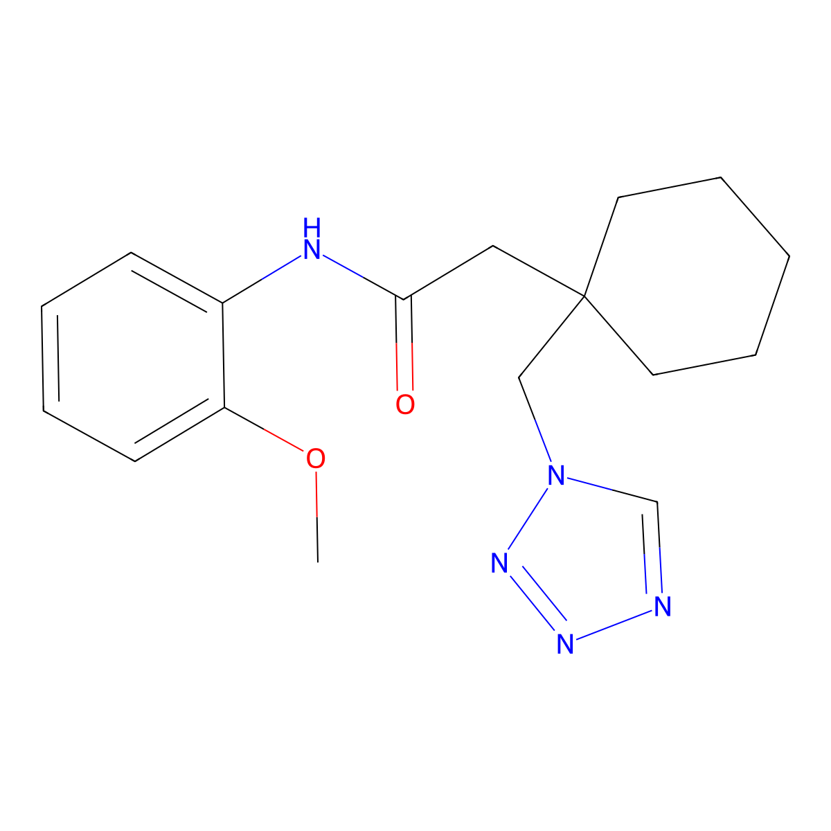 N-(2-methoxyphenyl)-2-[1-(1H-tetrazol-1-ylmethyl)cyclohexyl]acetamide molecular structure, CAS 1232798-63-8