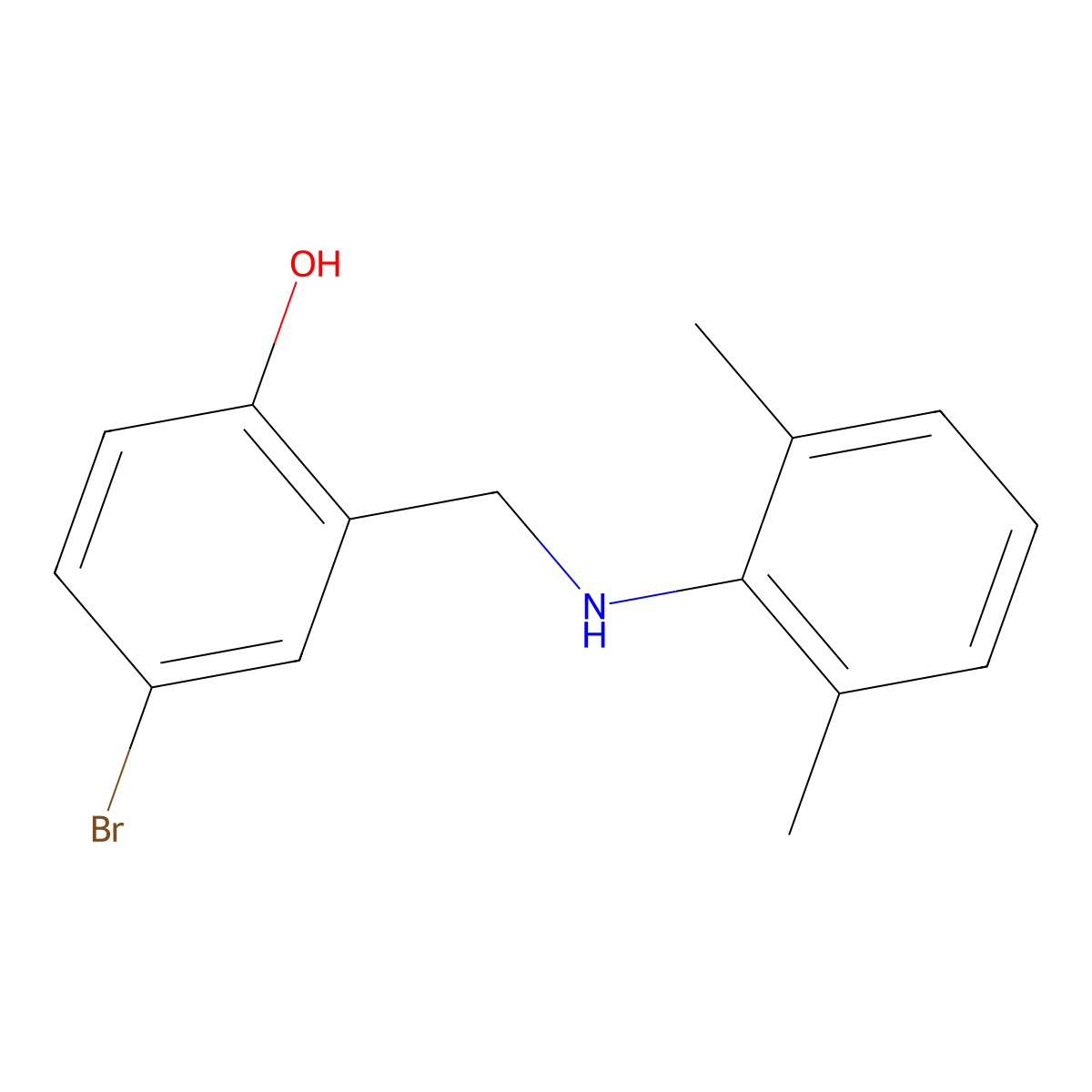 4-Bromo-2-{[(2,6-dimethylphenyl)amino]methyl}phenol molecular structure, CAS 1232798-98-9