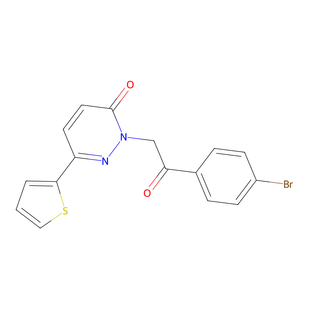 2-[2-(4-bromophenyl)-2-oxoethyl]-6-(thiophen-2-yl)pyridazin-3(2H)-one molecular structure, CAS 1232799-21-1