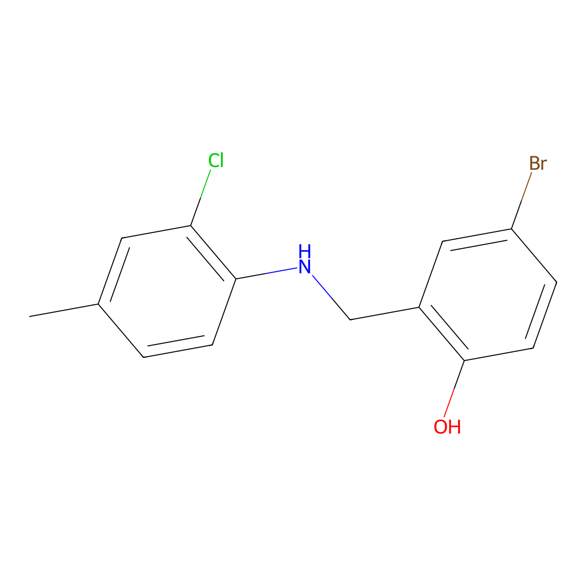 4-Bromo-2-{[(2-chloro-4-methylphenyl)amino]methyl}phenol molecular structure, CAS 1232799-23-3