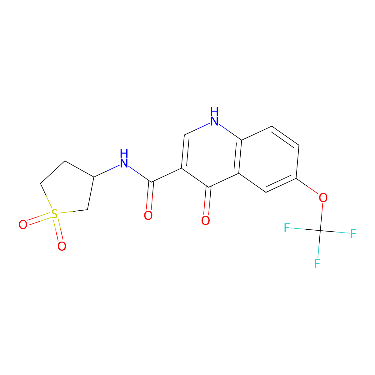 N-(1,1-dioxidotetrahydrothiophen-3-yl)-4-hydroxy-6-(trifluoromethoxy)quinoline-3-carboxamide molecular structure, CAS 1232799-29-9