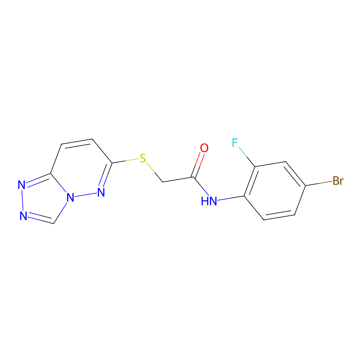 N-(4-bromo-2-fluorophenyl)-2-([1,2,4]triazolo[4,3-b]pyridazin-6-ylsulfanyl)acetamide molecular structure, CAS 1232799-32-4