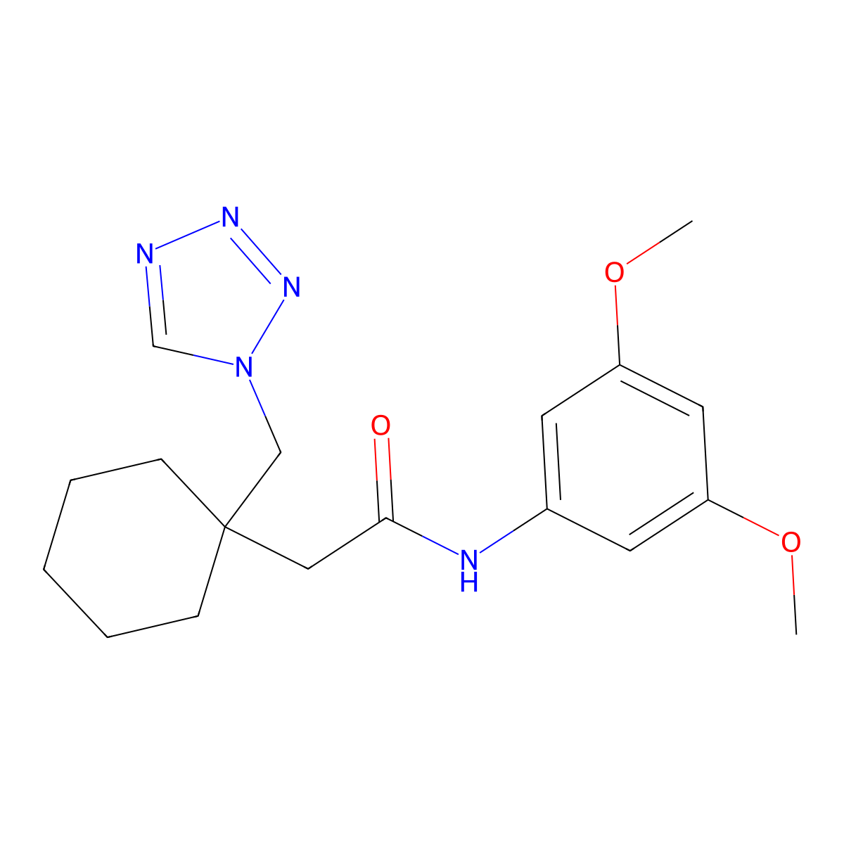 N-(3,5-dimethoxyphenyl)-2-[1-(1H-tetrazol-1-ylmethyl)cyclohexyl]acetamide molecular structure, CAS 1232799-56-2