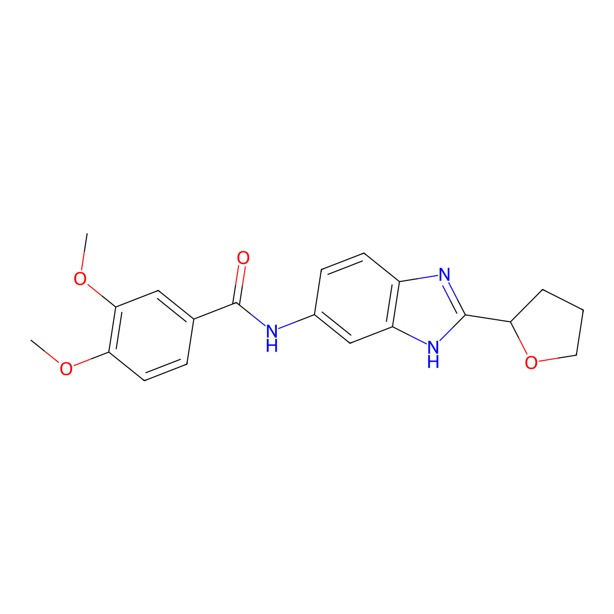 3,4-dimethoxy-N-[2-(tetrahydrofuran-2-yl)-1H-benzimidazol-5-yl]benzamide molecular structure, CAS 1232799-81-3