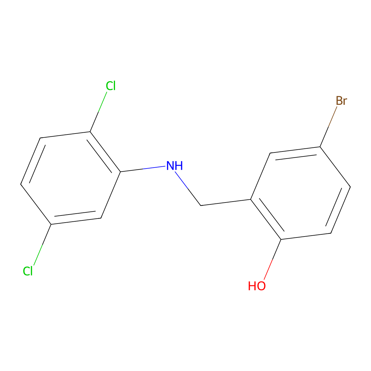 4-Bromo-2-{[(2,5-dichlorophenyl)amino]methyl}phenol molecular structure, CAS 1232799-87-9