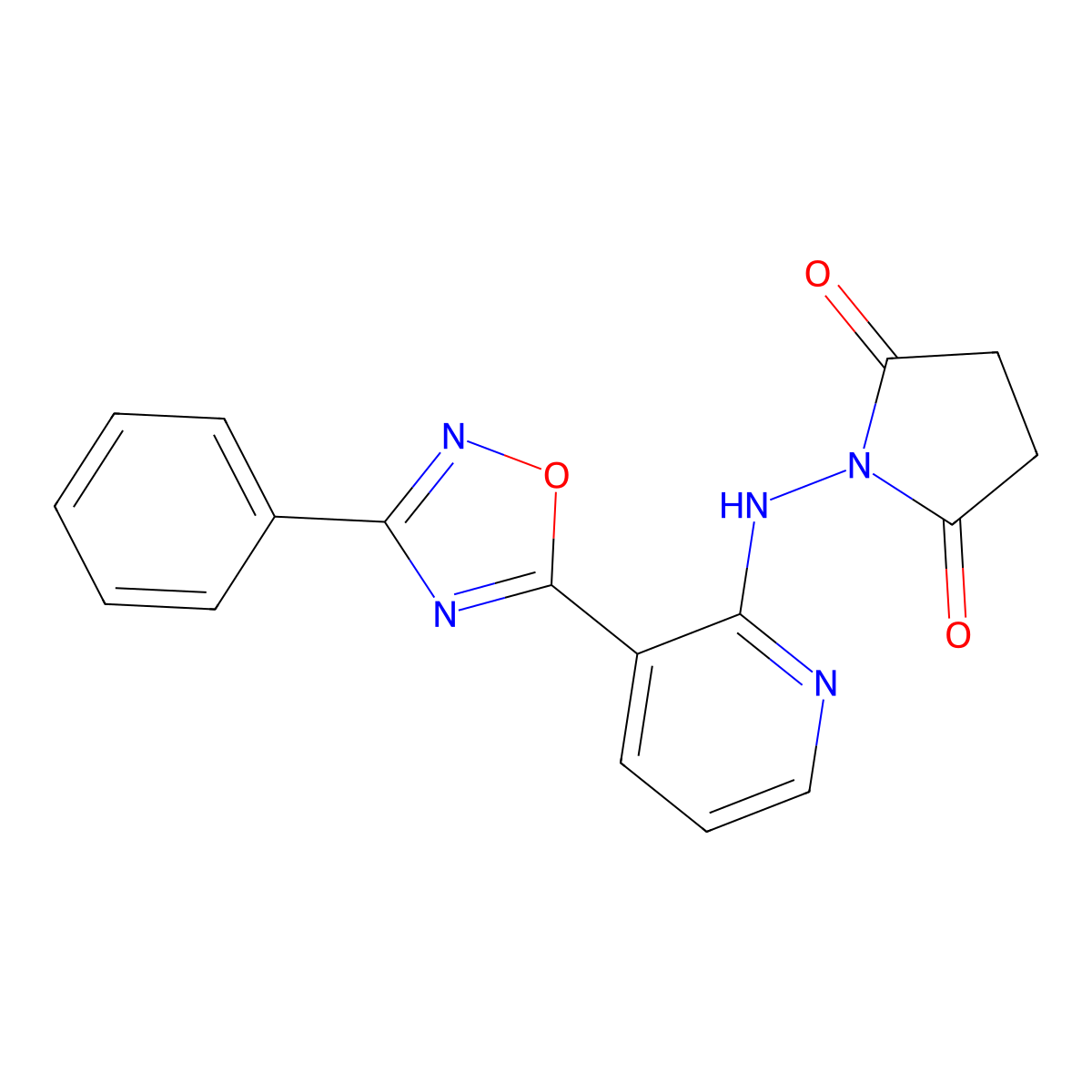 1-{[3-(3-Phenyl-1,2,4-oxadiazol-5-yl)pyridin-2-yl]amino}pyrrolidine-2,5-dione molecular structure, CAS 1232799-90-4