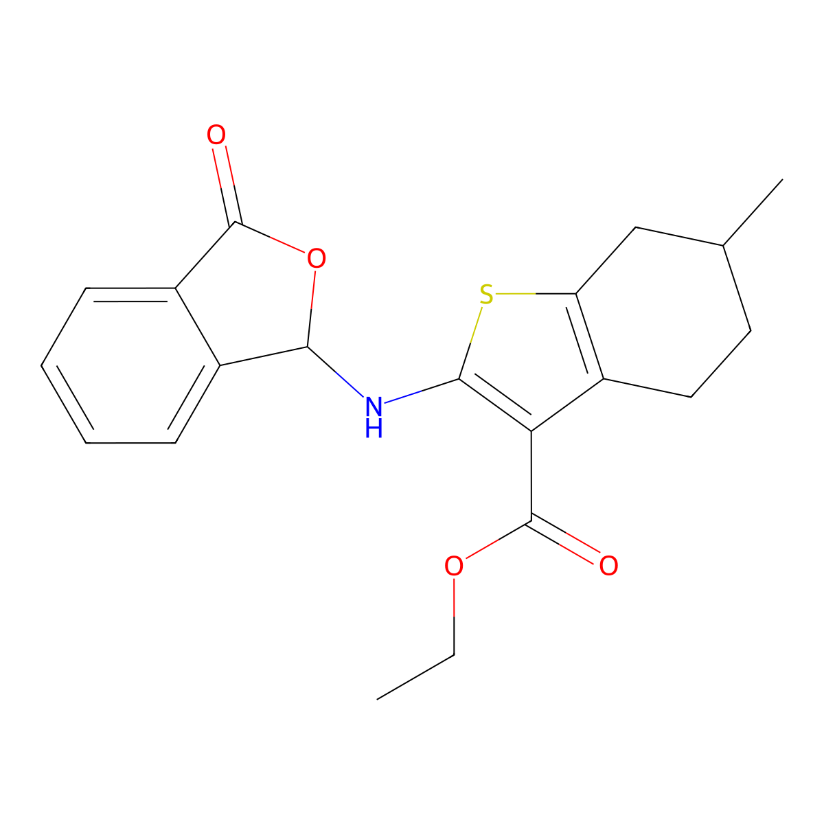 Ethyl 2-[(1,3-dihydro-3-oxo-1-isobenzofuranyl)amino]-4,5,6,7-tetrahydro-6-methylbenzo[b]thiophene-3-carboxylate molecular structure, CAS 1232799-91-5