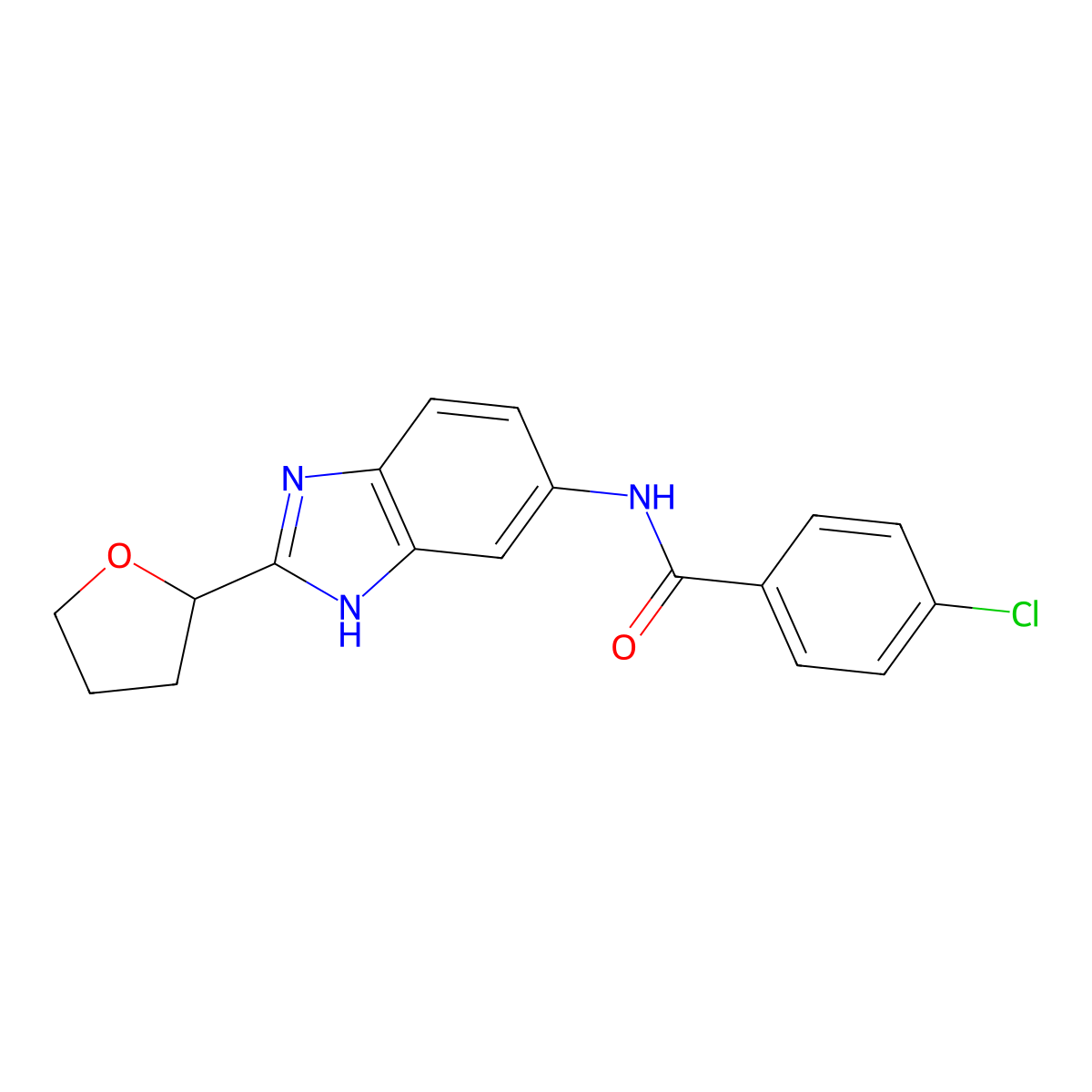4-chloro-N-[2-(tetrahydrofuran-2-yl)-1H-benzimidazol-5-yl]benzamide molecular structure, CAS 1232799-98-2