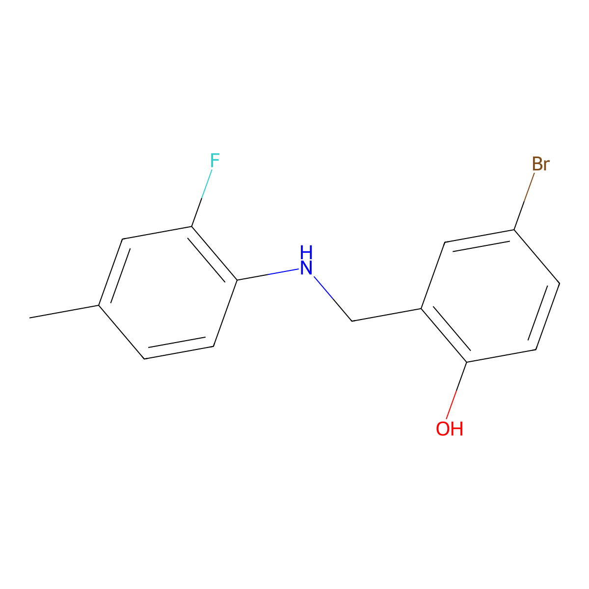 4-Bromo-2-{[(2-fluoro-4-methylphenyl)amino]methyl}phenol molecular structure, CAS 1232799-99-3