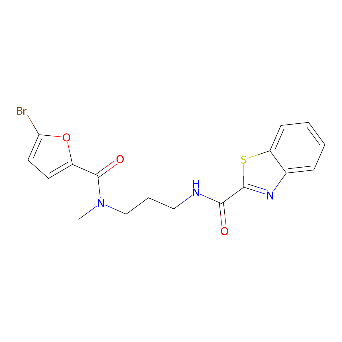 N-{3-[(5-bromo-2-furoyl)(methyl)amino]propyl}-1,3-benzothiazole-2-carboxamide molecular structure, CAS 1232800-58-6