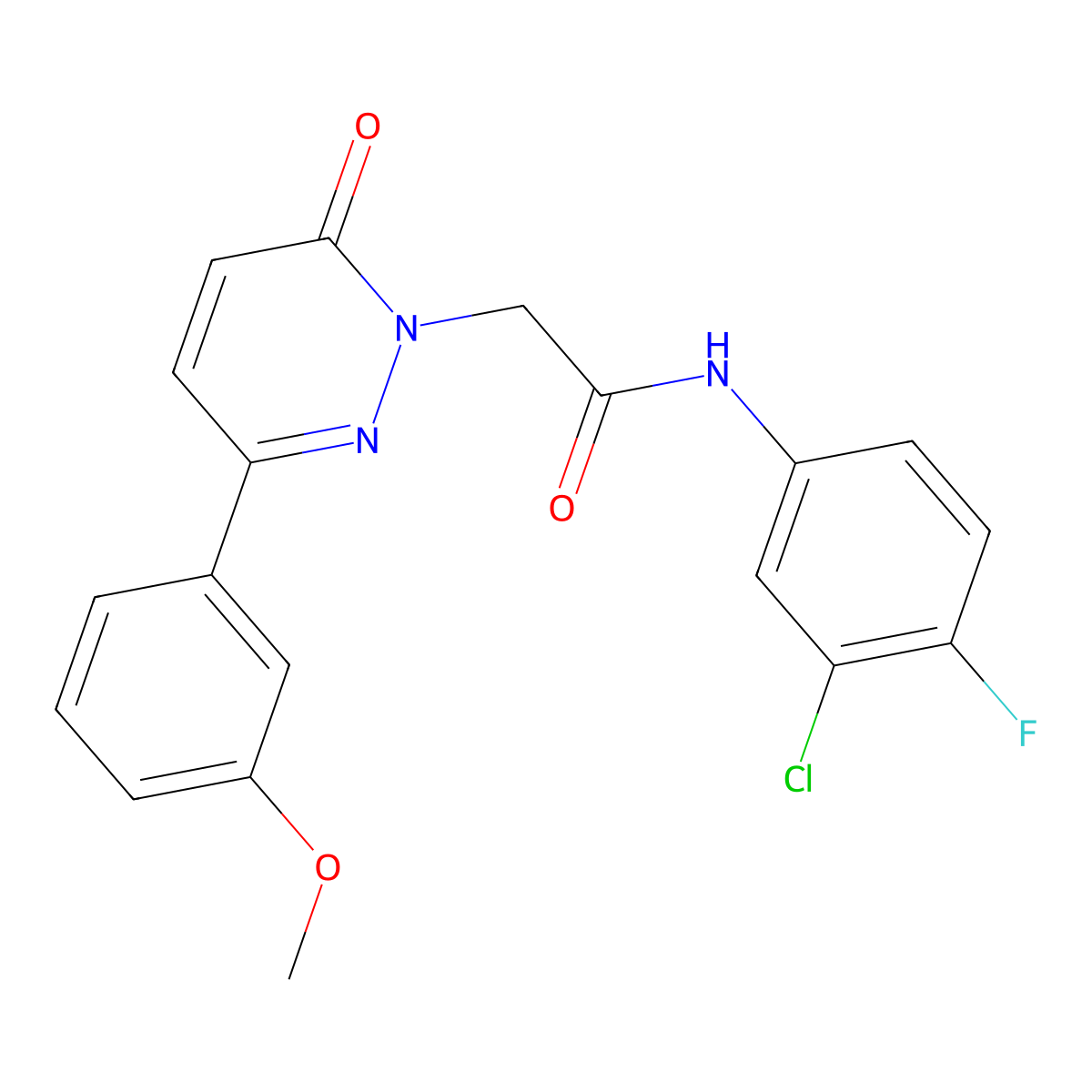 N-(3-chloro-4-fluorophenyl)-2-[3-(3-methoxyphenyl)-6-oxopyridazin-1(6H)-yl]acetamide molecular structure, CAS 1232800-74-6