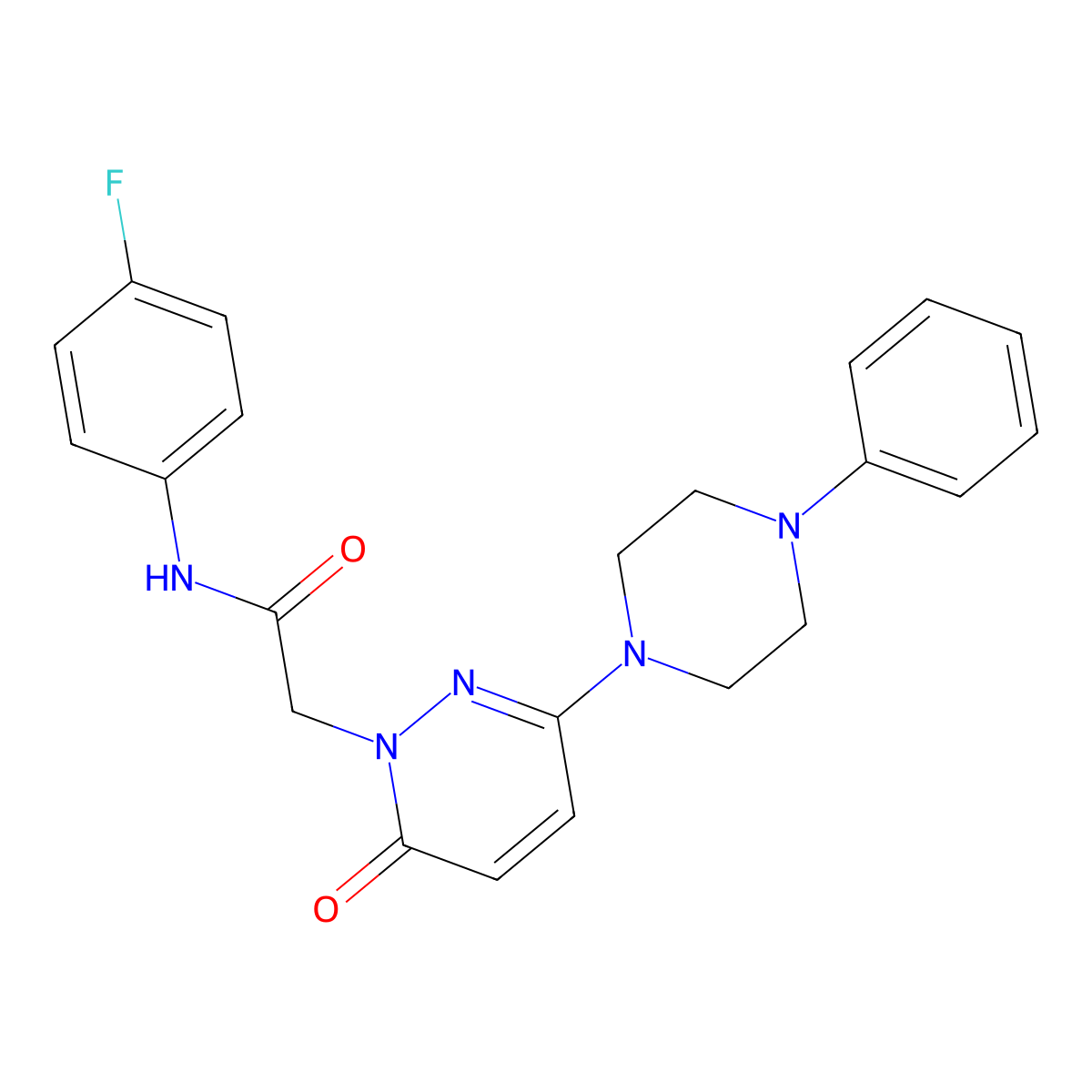 N-(4-fluorophenyl)-2-[6-oxo-3-(4-phenylpiperazin-1-yl)pyridazin-1(6H)-yl]acetamide molecular structure, CAS 1232800-87-1