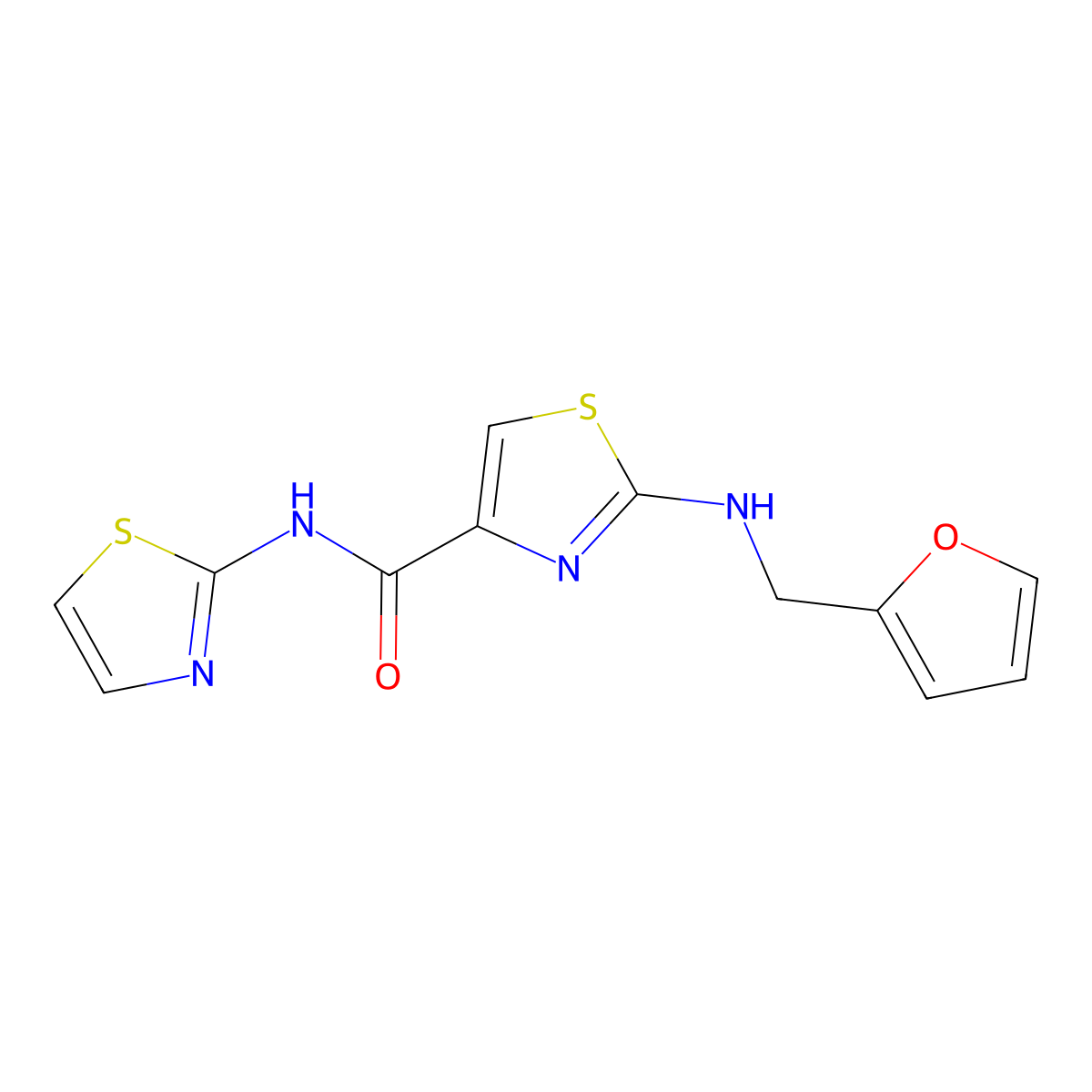 2-[(furan-2-ylmethyl)amino]-N-(1,3-thiazol-2-yl)-1,3-thiazole-4-carboxamide molecular structure, CAS 1232801-01-2