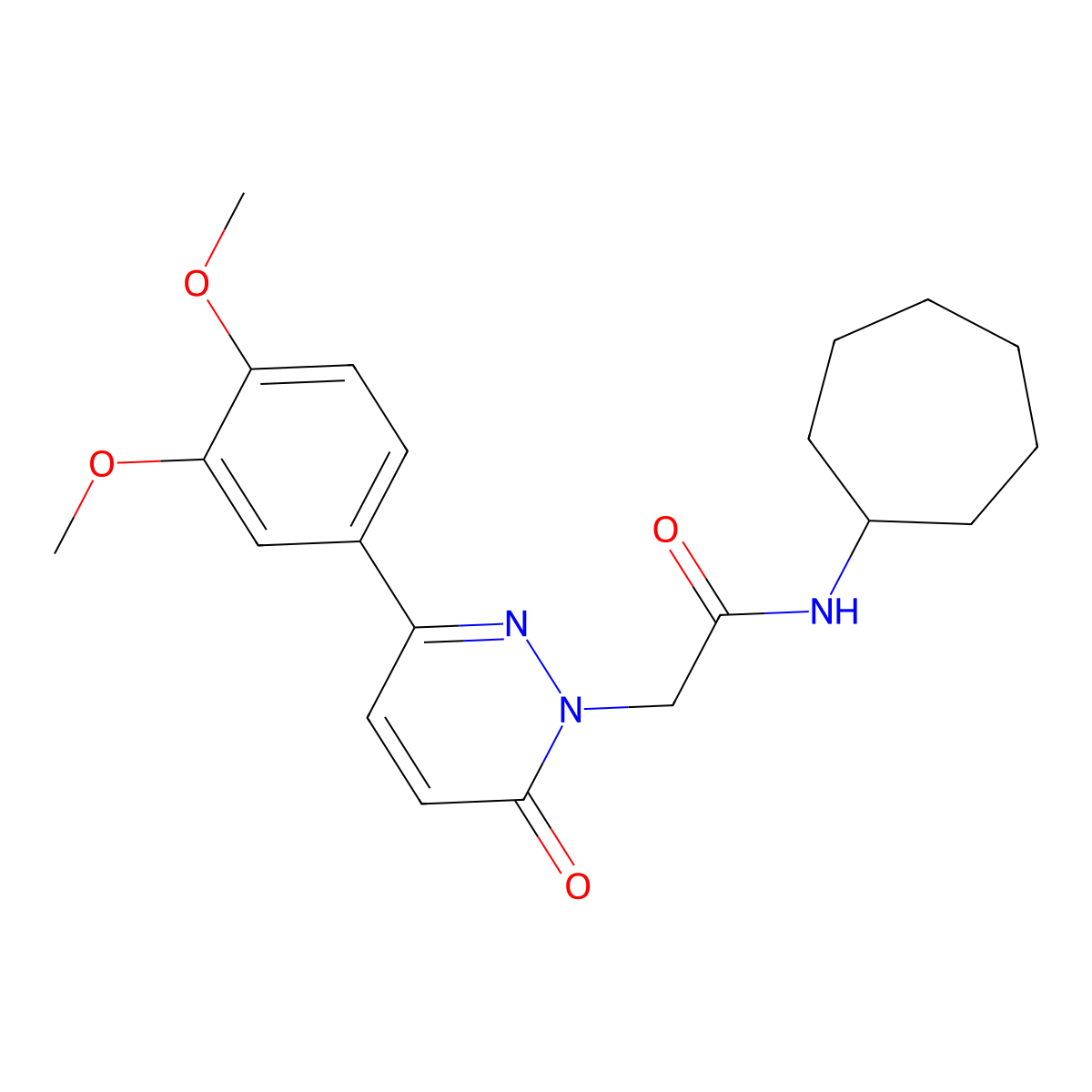 N-cycloheptyl-2-(3-(3,4-dimethoxyphenyl)-6-oxopyridazin-1(6H)-yl)acetamide molecular structure, CAS 1232801-12-5