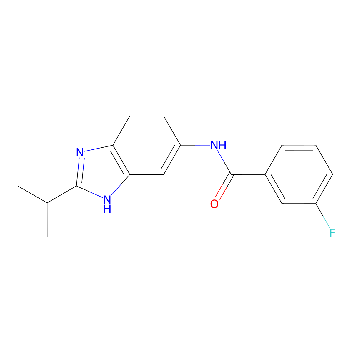 3-fluoro-N-[2-(propan-2-yl)-1H-benzimidazol-5-yl]benzamide molecular structure, CAS 1232801-13-6