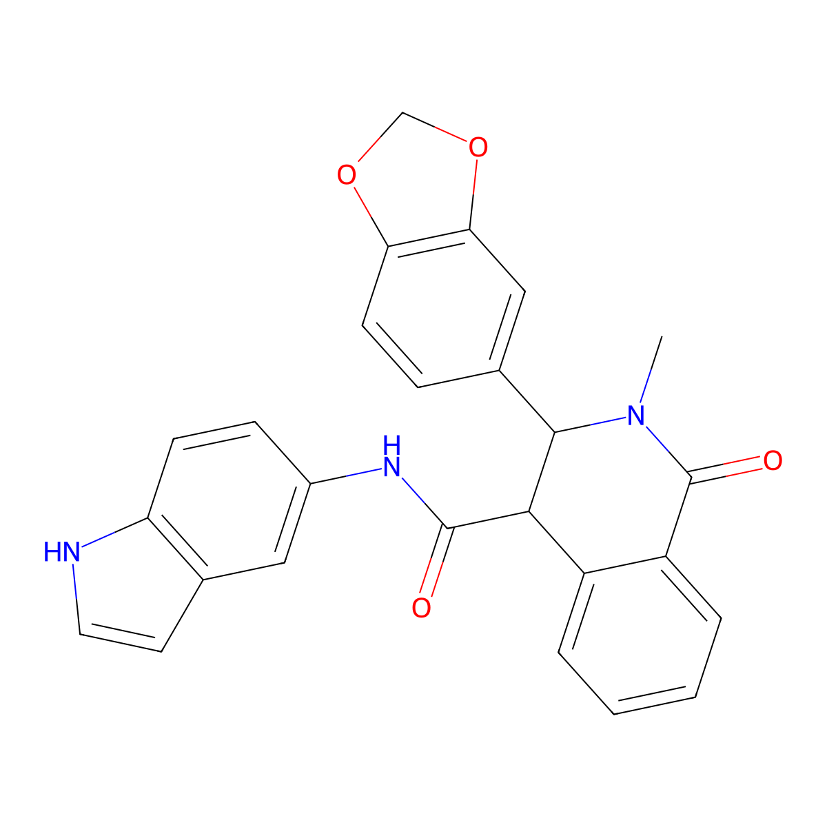 3-(1,3-benzodioxol-5-yl)-N-(1H-indol-5-yl)-2-methyl-1-oxo-1,2,3,4-tetrahydroisoquinoline-4-carboxamide molecular structure, CAS 1232801-24-9