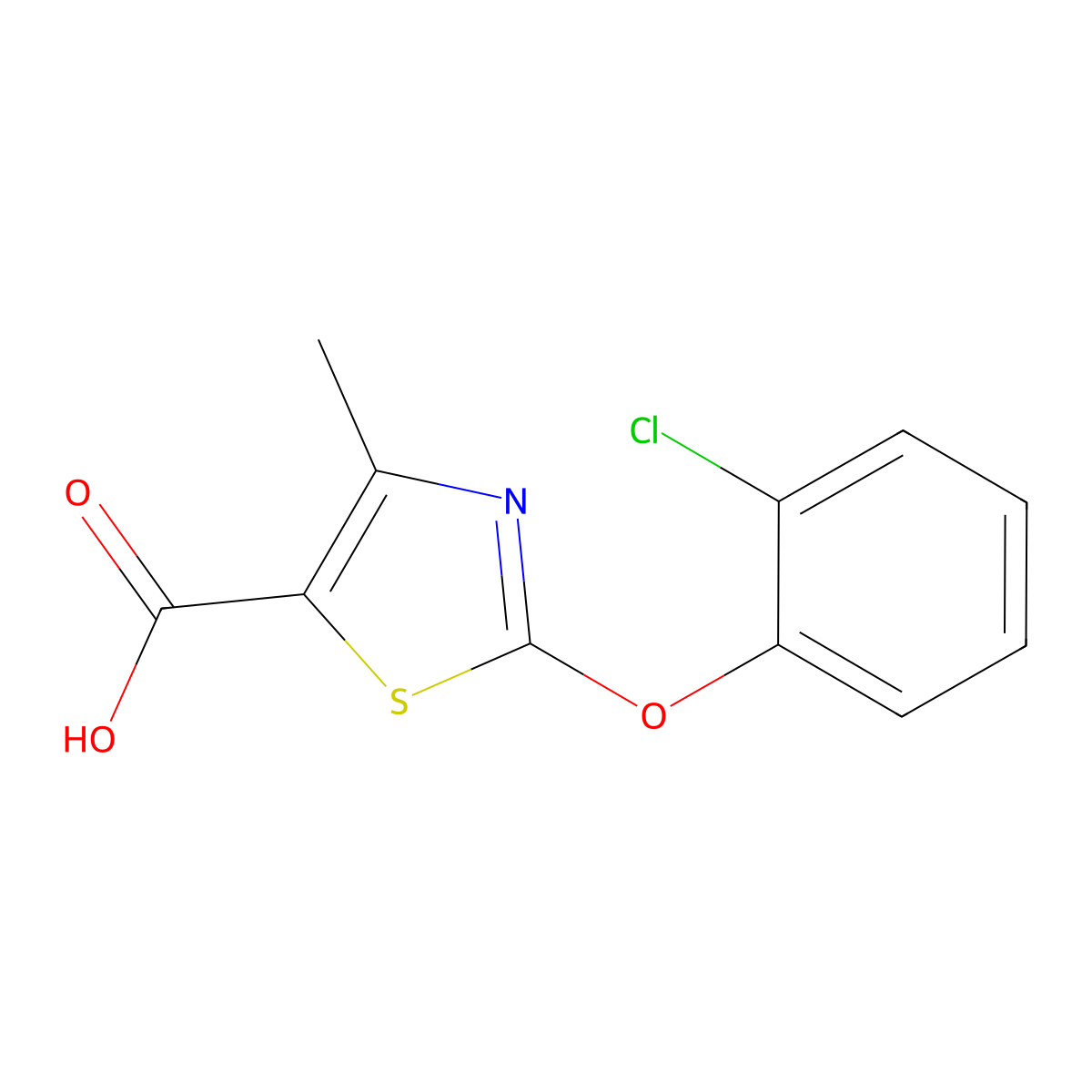 2-(2-Chlorophenoxy)-4-methyl-1,3-thiazole-5-carboxylic acid molecular structure, CAS 1232801-51-2