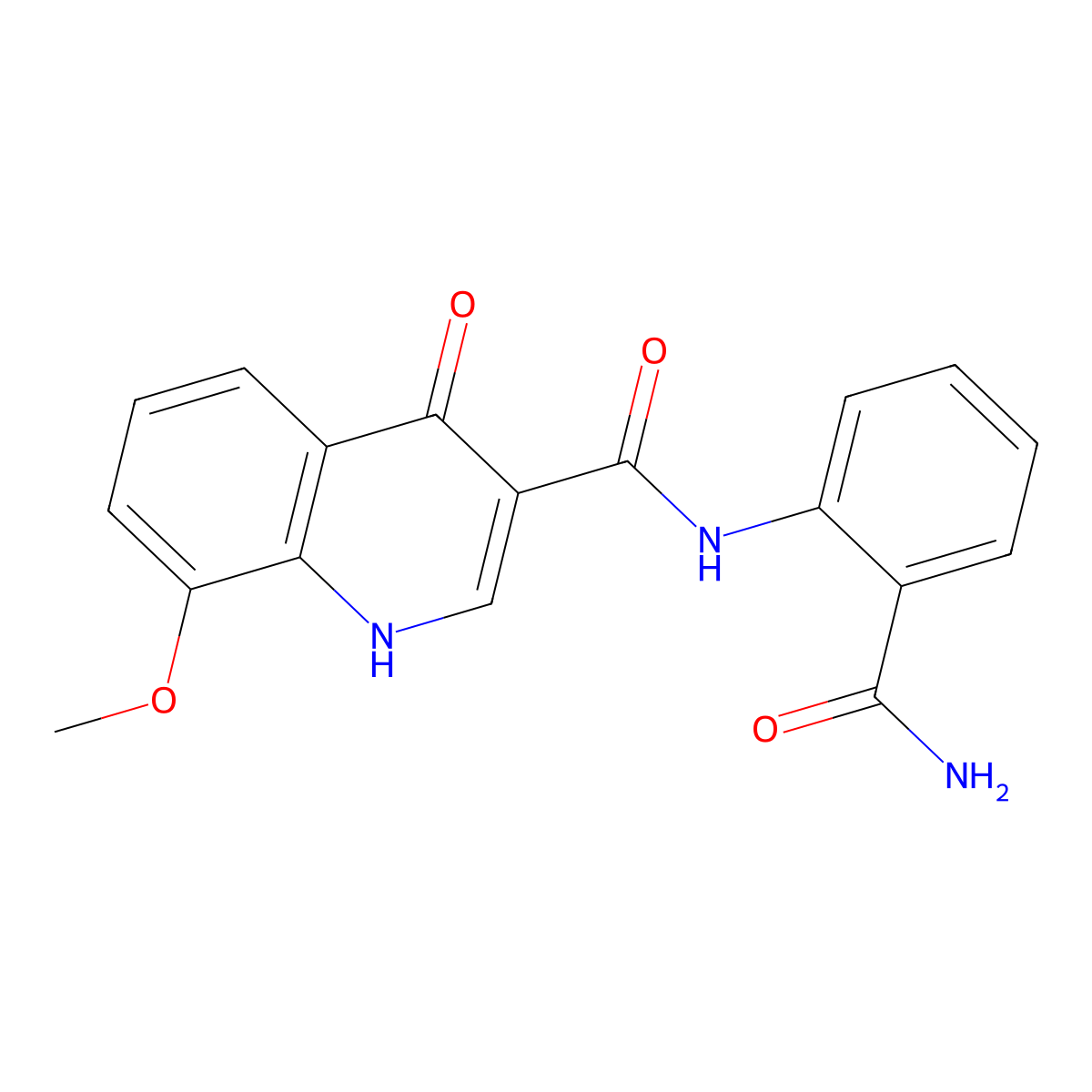 N-(2-carbamoylphenyl)-4-hydroxy-8-methoxyquinoline-3-carboxamide molecular structure, CAS 1232801-54-5