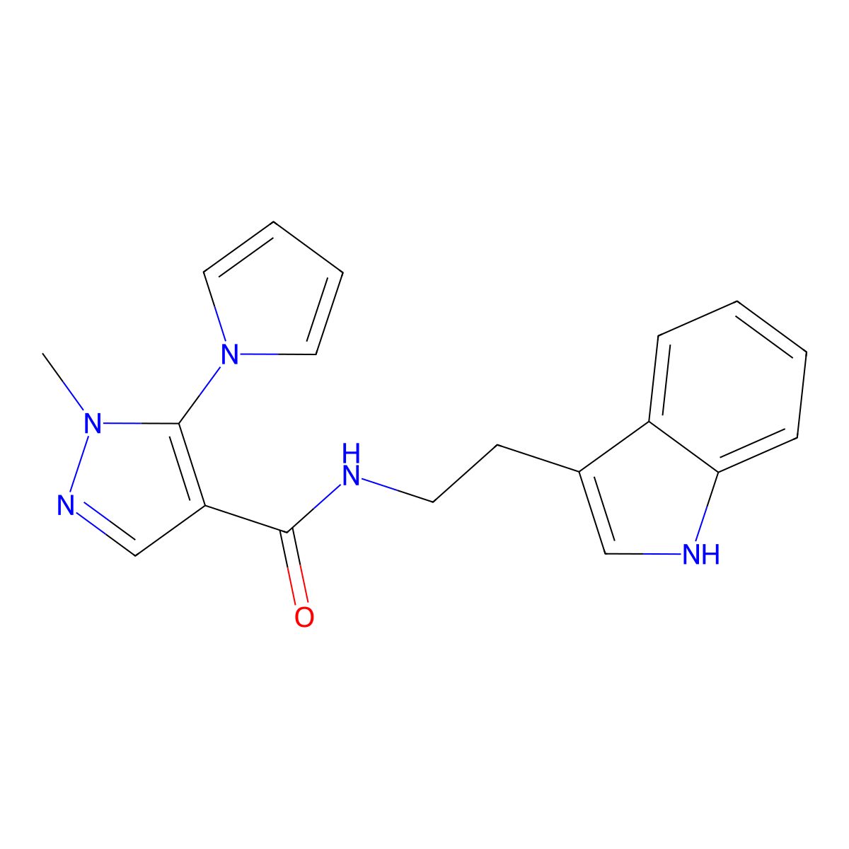 N-[2-(1H-indol-3-yl)ethyl]-1-methyl-5-(1H-pyrrol-1-yl)-1H-pyrazole-4-carboxamide molecular structure, CAS 1232801-71-6