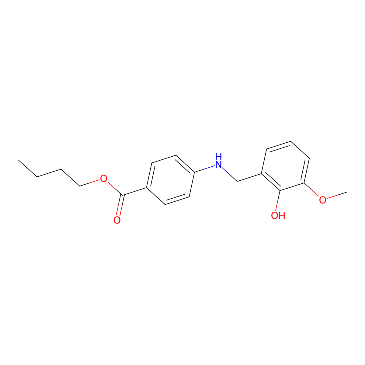 Butyl 4-[(2-hydroxy-3-methoxybenzyl)amino]benzoate molecular structure, CAS 1232801-89-6