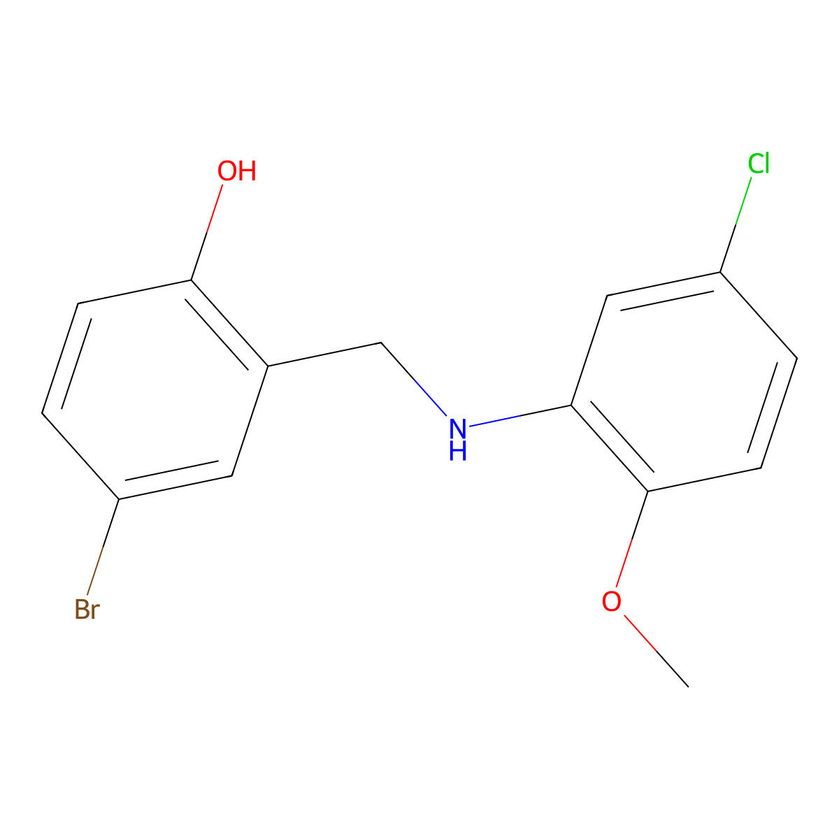 4-Bromo-2-{[(5-chloro-2-methoxyphenyl)amino]methyl}phenol molecular structure, CAS 1232801-92-1