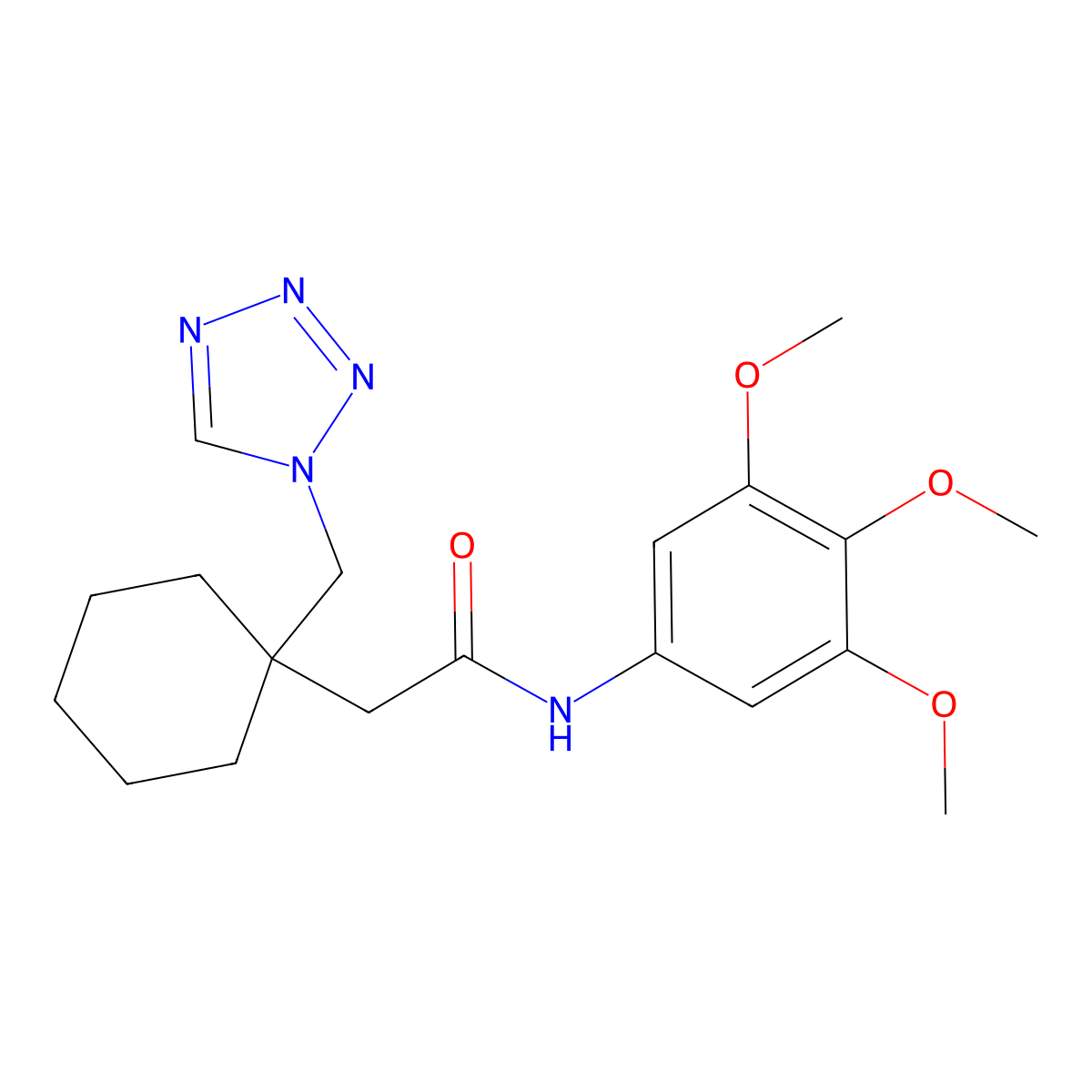 2-[1-(1H-tetrazol-1-ylmethyl)cyclohexyl]-N-(3,4,5-trimethoxyphenyl)acetamide molecular structure, CAS 1232802-22-0