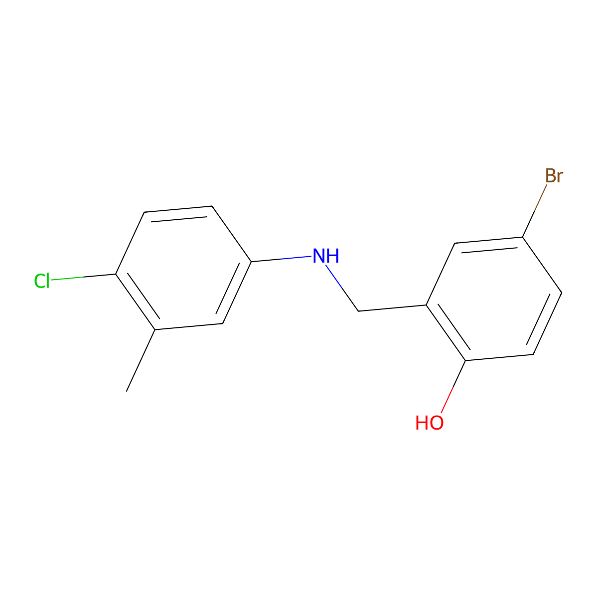 4-Bromo-2-{[(4-chloro-3-methylphenyl)amino]methyl}phenol molecular structure, CAS 1232802-33-3