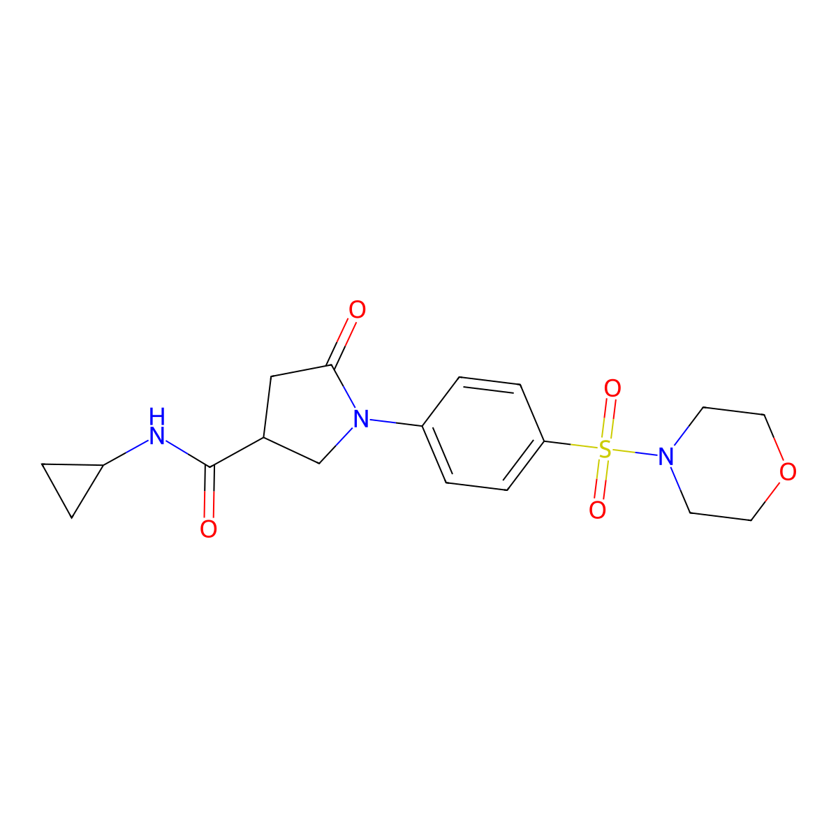 N-cyclopropyl-1-[4-(morpholin-4-ylsulfonyl)phenyl]-5-oxopyrrolidine-3-carboxamide molecular structure, CAS 1232802-46-8