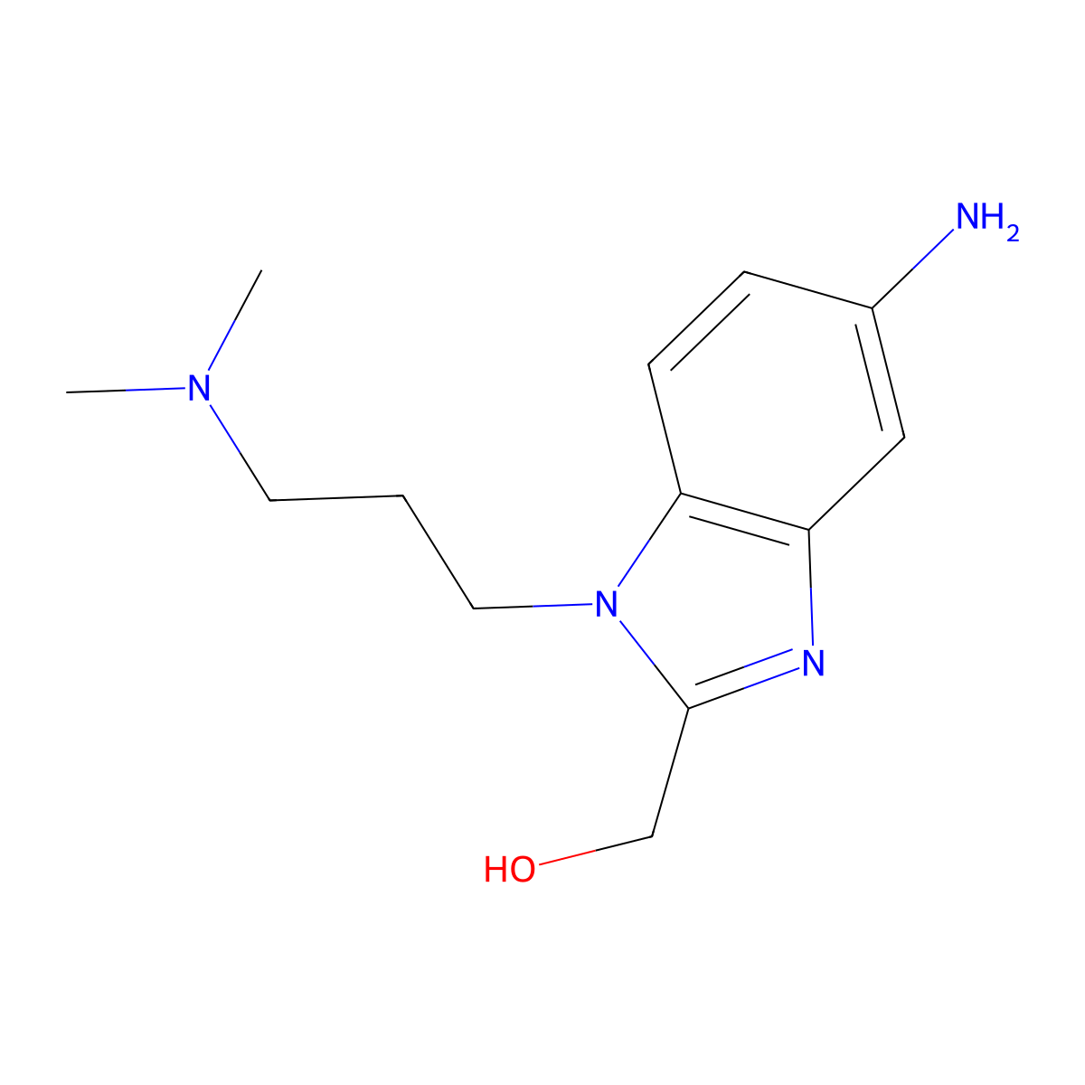 {5-amino-1-[3-(dimethylamino)propyl]-1H-benzimidazol-2-yl}methanol molecular structure, CAS 1232803-21-2