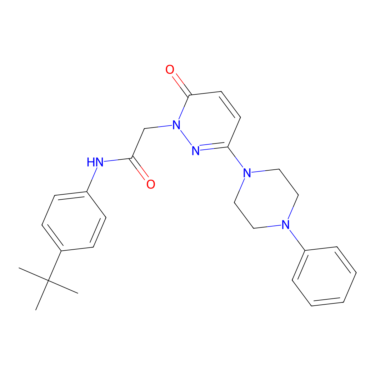N-(4-tert-butylphenyl)-2-[6-oxo-3-(4-phenylpiperazin-1-yl)pyridazin-1(6H)-yl]acetamide molecular structure, CAS 1232803-22-3