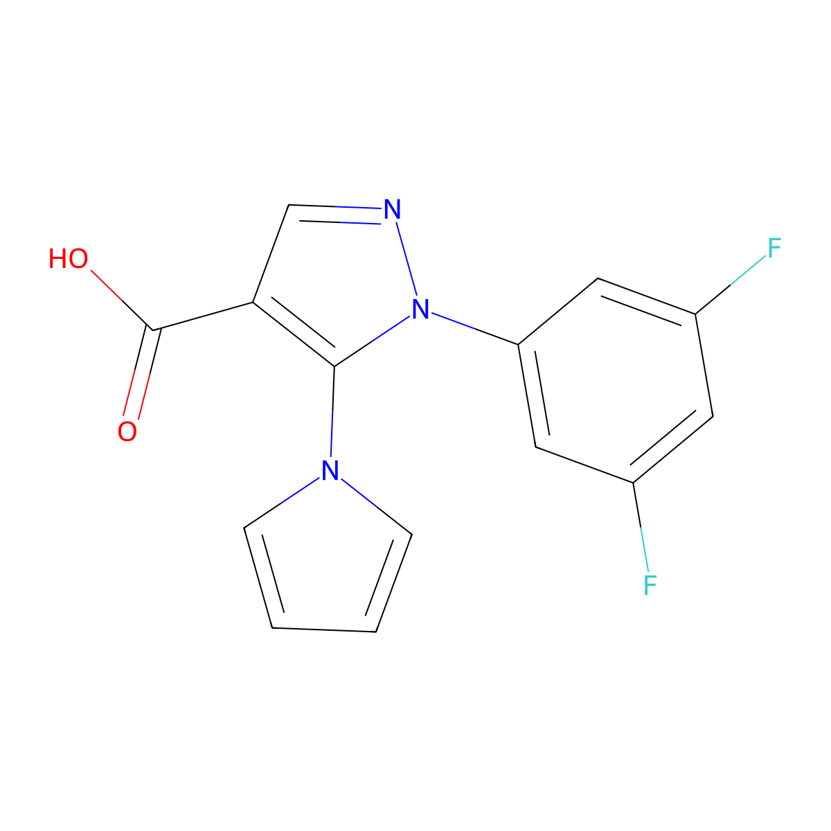 1-(3,5-difluorophenyl)-5-(1H-pyrrol-1-yl)-1H-pyrazole-4-carboxylic acid molecular structure, CAS 1232803-45-0