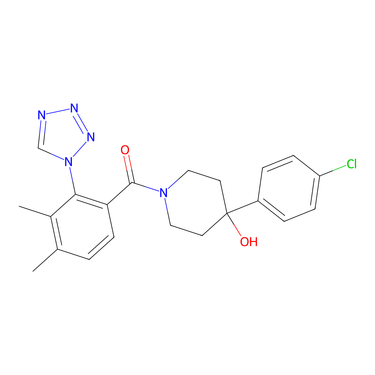 [4-(4-chlorophenyl)-4-hydroxypiperidin-1-yl][3,4-dimethyl-2-(1H-tetrazol-1-yl)phenyl]methanone molecular structure, CAS 1232803-51-8