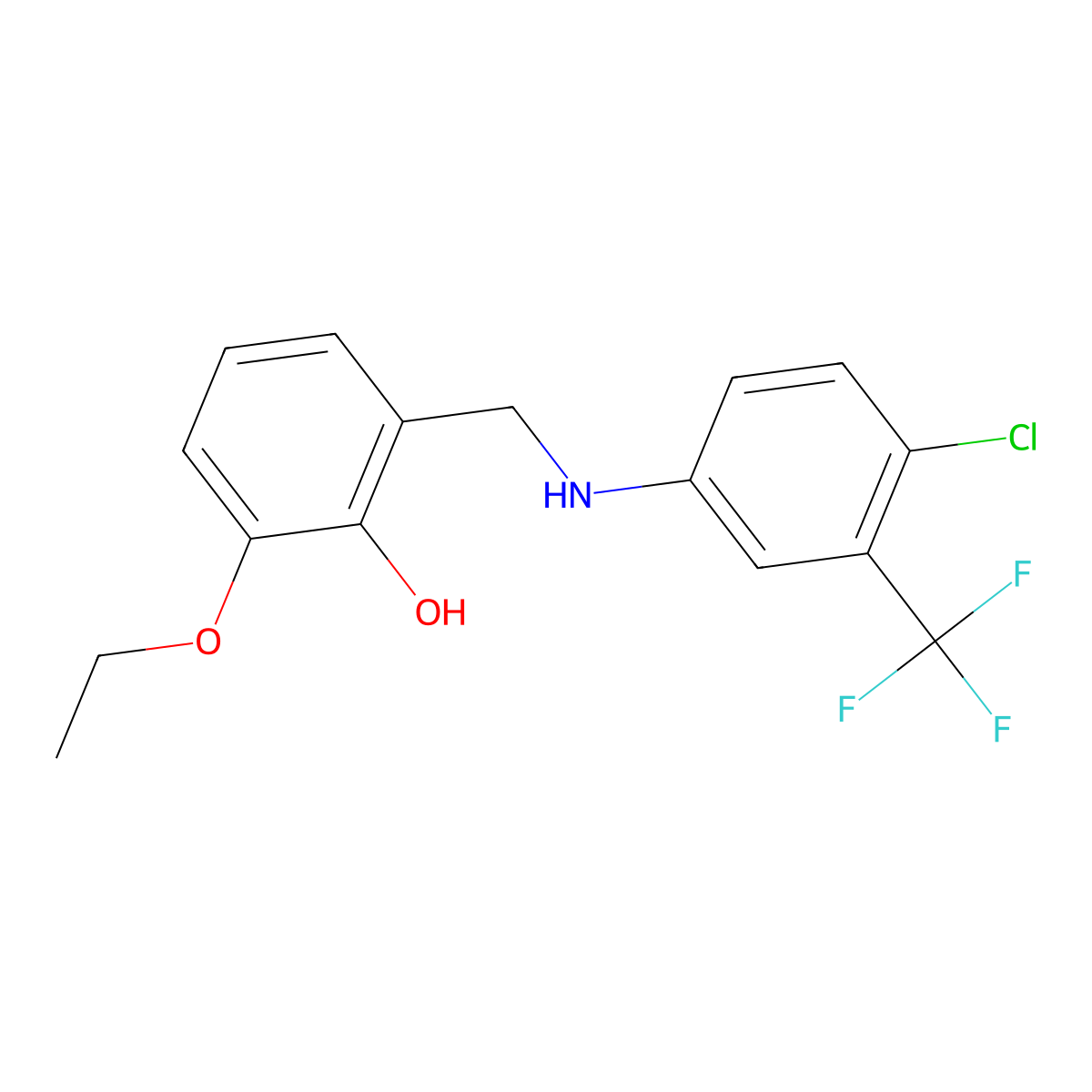 2-({[4-Chloro-3-(trifluoromethyl)phenyl]amino}methyl)-6-ethoxyphenol molecular structure, CAS 1232803-68-7